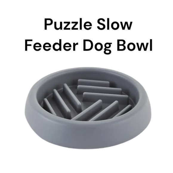 Gray Puzzle Slow-Feeder 6 fl oz Dog Bowl - Picture 1 of 4